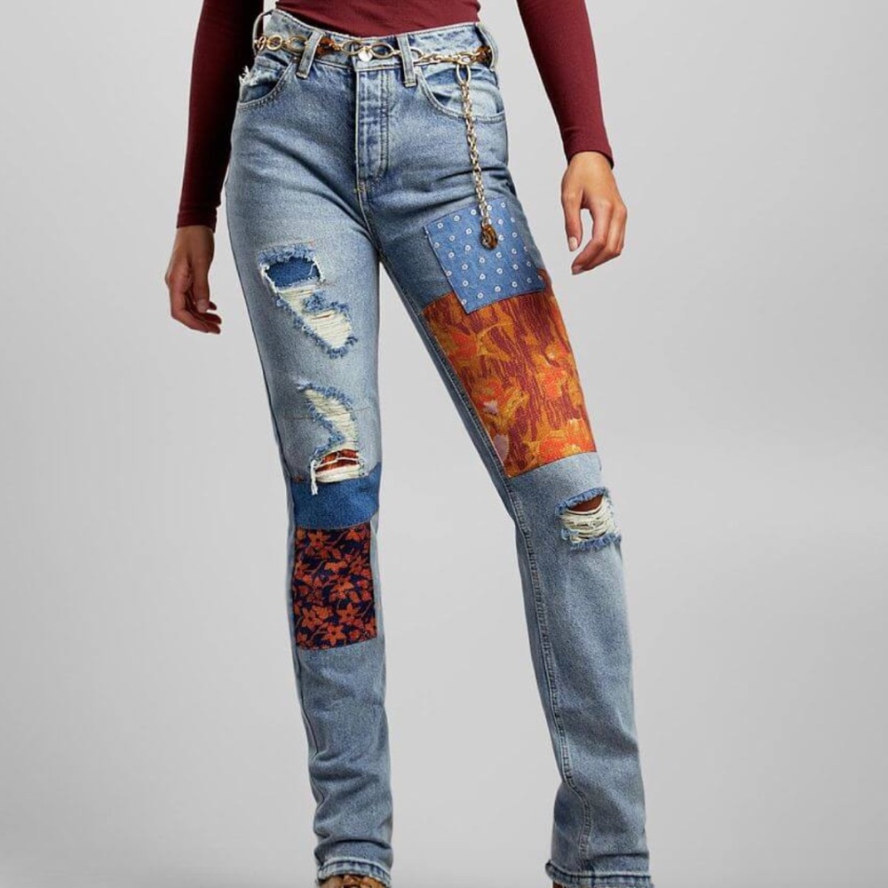 LIKE NEW FREE PEOPLE High Rise Jean with Patches